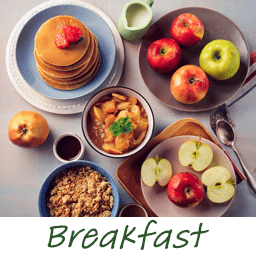 A selection of breakfast recipes using apples.